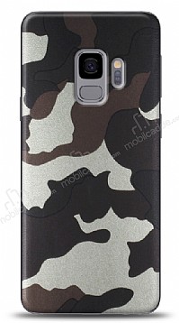 Samsung Galaxy S9 Kamuflaj Desenli Kahverengi Silikon Klf