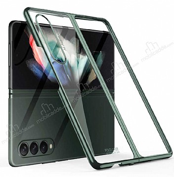 Samsung Galaxy Z Fold3 5G Metalik Kenarl Koyu Yeil Cam Klf