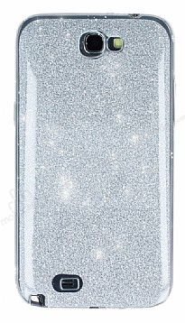 Samsung N7100 Galaxy Note 2 Simli Silver Silikon Klf