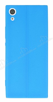 Sony Xperia XA1 Ultra Deri Desenli Ultra nce Mavi Silikon Klf