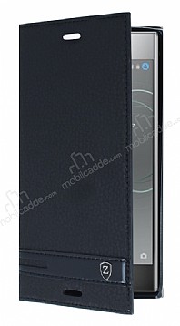 Sony Xperia XZ Premium Gizli Mknatsl Yan Kapakl Siyah Deri Klf