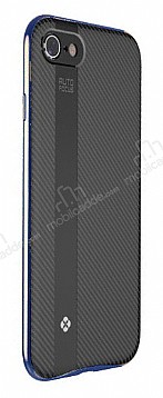 Totu Design Blade iPhone 7 / 8 Lacivert Metal Kenarl Silikon Klf