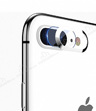 Totu Design iPhone 7 Plus / 8 Plus Silver Metal Kamera Koruma Yz ve Cam