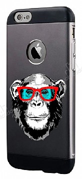 Totu Design Retro Monkey iPhone 6 Plus / 6S Plus Resimli Metal Klf