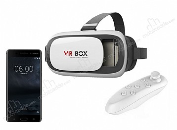 VR BOX Nokia 6 Bluetooth Kontrol Kumandal 3D Sanal Gereklik Gzl