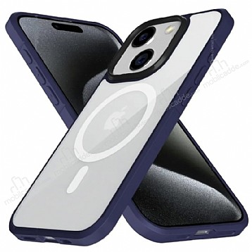 X-Level Ice Crystal iPhone 15 MagSafe zellikli Lacivert Silikon Klf
