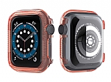 Apple Watch 5 effaf Turuncu Silikon Klf ve Ekran Koruyucu 44 mm