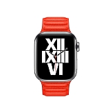Apple Watch 6 Krmz Deri Kordon 44 mm