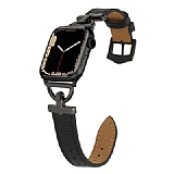 Apple Watch 7 Siyah Metal Deri Kordon (45 mm)