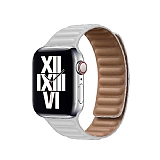 Apple Watch SE Beyaz Deri Kordon 44 mm