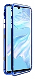 Dafoni Glass Guard Huawei P30 Metal Kenarl Cam Mavi Klf