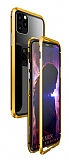 Dafoni Glass Guard iPhone 11 Pro Max Metal Kenarl Cam Gold Klf