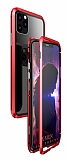 Dafoni Glass Guard iPhone 11 Pro Metal Kenarl Cam Krmz Klf