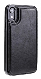 Dafoni Retro iPhone XR Czdanl Siyah Deri Rubber Klf