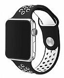 Eiroo Apple Watch 4 / Watch 5 Siyah-Beyaz Spor Kordon (44 mm)