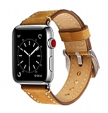 Eiroo Apple Watch / Watch 2 / Watch 3 Kahverengi Deri Kordon (42 mm)