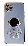 Eiroo Astronot iPhone 11 Pro Max Standl Mavi Silikon Klf