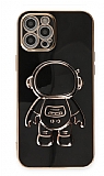 Eiroo Astronot iPhone 12 Pro Max Standl Siyah Silikon Klf