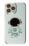 Eiroo Astronot iPhone 13 Pro Max Standl Yeil Silikon Klf