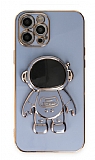 Eiroo Astronot iPhone 13 Pro Max Standl Mavi Silikon Klf