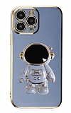 Eiroo Astronot iPhone 14 Pro Max Standl Mavi Silikon Klf