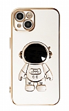 Eiroo Astronot iPhone 14 Standl Beyaz Silikon Klf