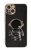 Eiroo Astronot iPhone 14 Standl Siyah Silikon Klf