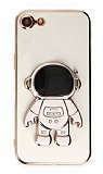 Eiroo Astronot iPhone 7 Plus / 8 Plus Standl Beyaz Silikon Klf
