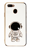 Eiroo Astronot Oppo A12 Standl Beyaz Silikon Klf