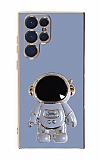 Eiroo Astronot Samsung Galaxy S22 Ultra 5G Standl Mavi Silikon Klf
