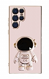 Eiroo Astronot Samsung Galaxy S22 Ultra 5G Standl Pembe Silikon Klf