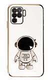 Eiroo Astronot Oppo A94 Standl Beyaz Silikon Klf