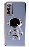 Eiroo Astronot Samsung Galaxy S20 FE Standl Mavi Silikon Klf