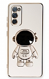Eiroo Astronot Samsung Galaxy S20 FE Standl Beyaz Silikon Klf
