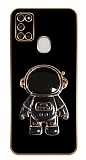 Eiroo Astronot Samsung Galaxy A21s Standl Siyah Silikon Klf