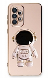 Eiroo Astronot Samsung Galaxy A72 / A72 5G Standl Pembe Silikon Klf
