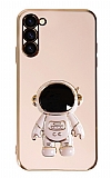 Eiroo Astronot Samsung Galaxy S23 Standl Pembe Silikon Klf