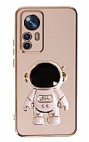Eiroo Astronot Xiaomi 12T Pro Standl Pembe Silikon Klf