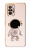 Eiroo Astronot Xiaomi Redmi Note 10 Pro Standl Pembe Silikon Klf