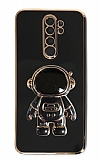 Eiroo Astronot Xiaomi Redmi Note 8 Pro Standl Siyah Silikon Klf