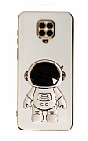 Eiroo Astronot Xiaomi Redmi Note 9 Pro Max Standl Beyaz Silikon Klf