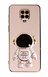 Eiroo Astronot Xiaomi Redmi Note 9S Standl Pembe Silikon Klf