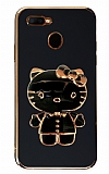Eiroo Aynal Kitty Oppo A12 Standl Siyah Silikon Klf