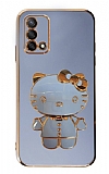 Eiroo Aynal Kitty Oppo A74 Standl Mavi Silikon Klf