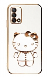 Eiroo Aynal Kitty Oppo A74 Standl Beyaz Silikon Klf