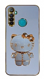 Eiroo Aynal Kitty Realme 5i Standl Mavi Silikon Klf