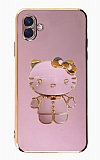Eiroo Aynal Kitty Samsung Galaxy A04 Standl Mor Silikon Klf
