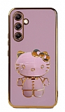 Eiroo Aynal Kitty Samsung Galaxy A14 4G Standl Mor Silikon Klf