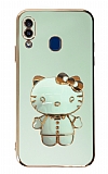 Eiroo Aynal Kitty Samsung Galaxy A20 / A30 Standl Yeil Silikon Klf