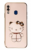 Eiroo Aynal Kitty Samsung Galaxy A20 / A30 Standl Pembe Silikon Klf